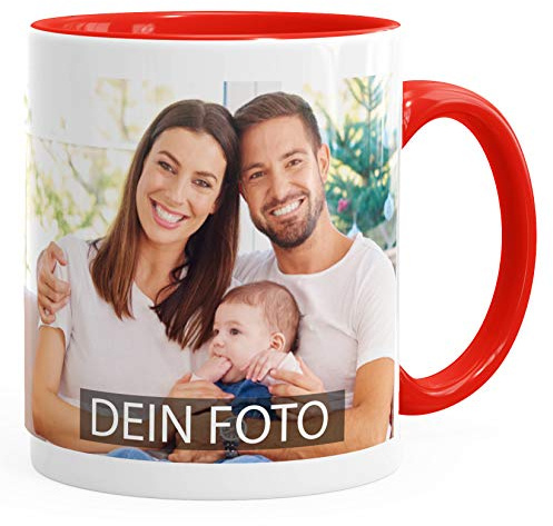 MoonWorks® Fototasse, Tasse mit Foto und Text selbst gestalten, personalisierte Geschenke, Fotogeschenke Rot unisize
