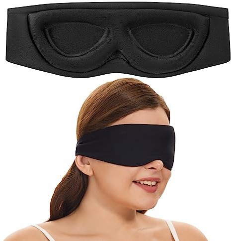 ALASKA BEAR Sleep Mask for Side Sleepers Patented Design, Cup-Shaped and Extra-Soft, 100 Blackout Eye Mask Shades Cover for Men and Women Home or Travel, Machine Washable, Black