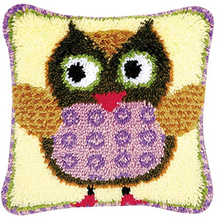 joyMerit Latch Hook Kit, Knüpfkissen für Kinder, Anfänger und Erwachsene zum Selber Knüpfen Kissens Dekokissen - Eule