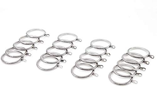 GCurtain Metall Vorhangringe Ösen Set mit 20 Gardinenstangen 30mm Passend für bis zu 28mm Einfache Installation Dekoratives Fenster - Nickel gebürstet