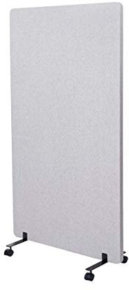 Akustik-Trennwand HWC-G77, Büro-Sichtschutz Raumteiler Pinnwand, doppelwandig rollbar Stoff/Textil - 147x80cm grau