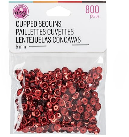 Cousin DIY Red 5mm Cupped Sequins, 800pc