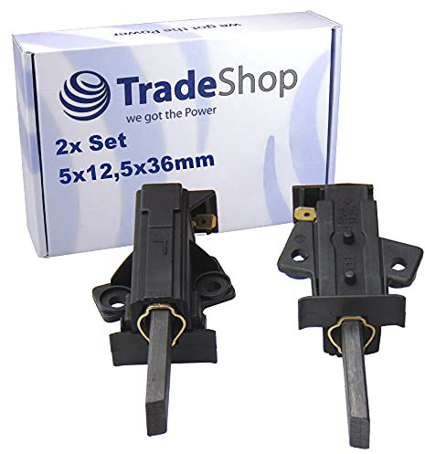 Trade-Shop 2x Motorkohlen Kohlebürsten 5x12,5x36mm mit Halter Aufschrift L 47mm Länge rechtsdrehend für Privileg Hotpoint Küppersbusch Waschmaschinen