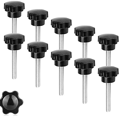 Vegena M8 Sternschraube, 10 Stücke M8 x 50MM Sterngriff Gewinde Klemmknopf Flügelschraube Sterngriffmutter Schwarz Rändelschraube Sternmutter Sternkopfschraube Schrauben mit Griff für Werkzeugmaschine