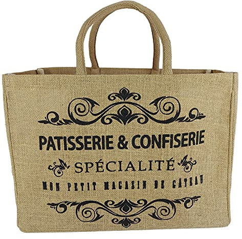 Domelo Einkaufskörbe. Bedruckte Einkaufstasche. Jute Tasche groß. Korbtasche, wasserabweisenden Strandtasche. Jutetaschen Shopper als Shopping bag. Nachhaltige Tragetasche (Beige)