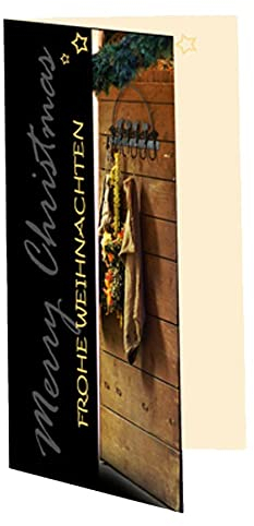 Paper24 Weihnachtskarten Schwarz inkl. DIN lang Umschläge, Faltkarten mit Briefumschlag 110x220 mm WKK02 48 Stück