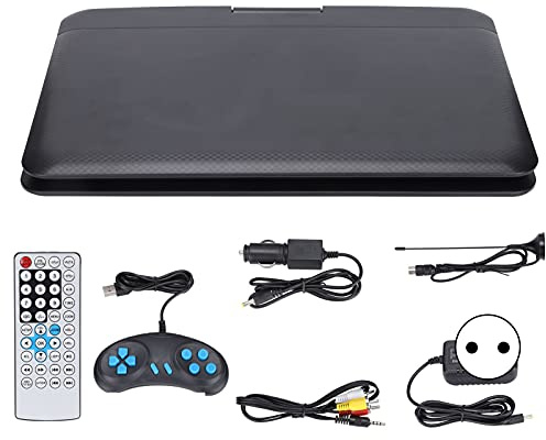 Fdit Lettore DVD Portatile da 12,0 Pollici, Schermo con Rotazione di 270° Lettore TV Piccolo Lettore DVD Portatile HD 110‑240 V, Lettore di Schede Integrato, Supporto per la(Regolamenti europei)