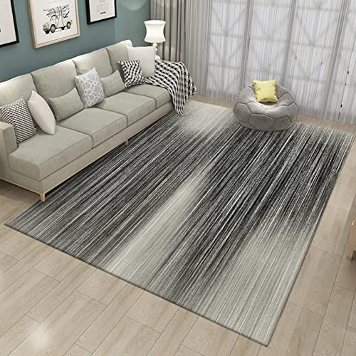 Rururug Designer Teppich Quadratisch Kurzflor Moderner Orientteppich Klassisch Gemustert Ornamente für Wohnzimmer Schlafzimmer Zimmer deko, Schwarz-Weiß-Gradientenlinien abstrakt 200 x 200 cm