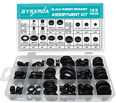 Gysxrda 125- tlg. Kabeldurchführung Gummi in 18 Größen Gummistopfen Schwarz Gummitülle Rund Blindstopfen Karosseriestopfen für elektroinstallation, Auto, Wohnmobil, Boot, lkw, Kabelkanal Kabelschutz