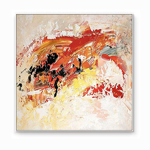 Handgemalte Acrylbilder, Red Texture Doodle Minimalist Abstract Modern Large Original Hand Painted Knife Artwork Paintings On Canvas Wall Art For Home Office Decorations Living Room,120X120(48X48In