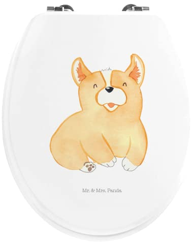 Mr. & Mrs. Panda Motiv WC Sitz Corgie - Geschenk, Tierliebhaber, britisch, Klodeckel, WC-Sitz, Lebensfreude, Sprüche, Hundespruch, Klobrille, Hund,