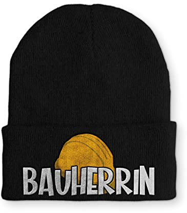 tshirtladen Bauherrin lustiges Design Statement Beanie Mütze mit Spruch, Farbe: Black