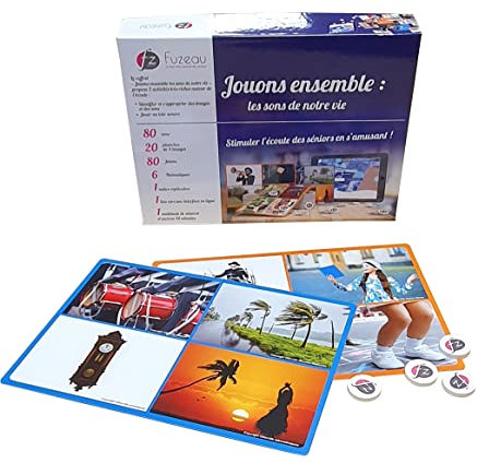 Fuzeau - Coffret “Jouons Ensemble Les Sons De Notre Vie” – Jeu Loto Sonore pour Séniors – 80 Sons Et Images – Exercices Mémoire Et Reconnaissance Auditive – Interface Numérique Incluse - Réf. 78335