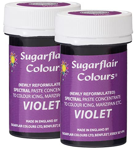 Sugarflair Spectral Violet Food Colouring Paste, Highly Concentrated for Use with Sugar Pastes, Buttercream, Royal Icing or Cake Mix, Vibrant Colour Dye - 25g (Pack of 2)