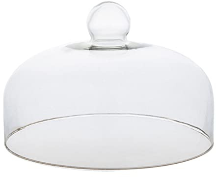 DELURA Glass Cake Dome Round Clear Cloche Dome Cake Display Cover Glass Cake Pan Cover Food Plate Lid Clear Cover Lid for Cake Desserts 26CM/761