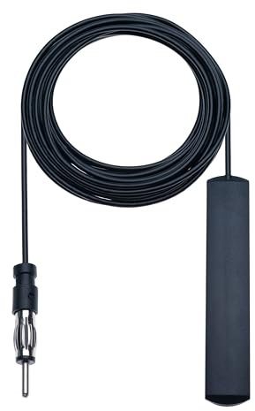 Car Aerial FM AM Radio Antenna Extra Long 5M Universal Interior Mount Amplified Stereo Hidden Windshield Adhesive Mount Patch Amplifier for Vehicle Auto SUV Truck ANT-309 Black (5 Meter)