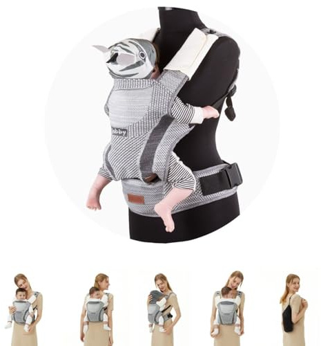 Chipolino Mochila portabebés Bobby Fly tejido de punto 3 en 1, mochila para la espalda, asiento de cadera, colores: gris