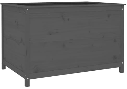 vidaXL Hochbeet, Holz Hochbeet für Garten Terrasse Balkon, Blumenkasten Pflanzbeet für Gemüse Kräuter Blumen, Gemüsebeet Kräuterbeet, Grau Massivholz Kiefer