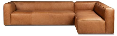 Poly & BARK Piazza Reversible Corner Sectional 125 Sofa in Bourbon Tan