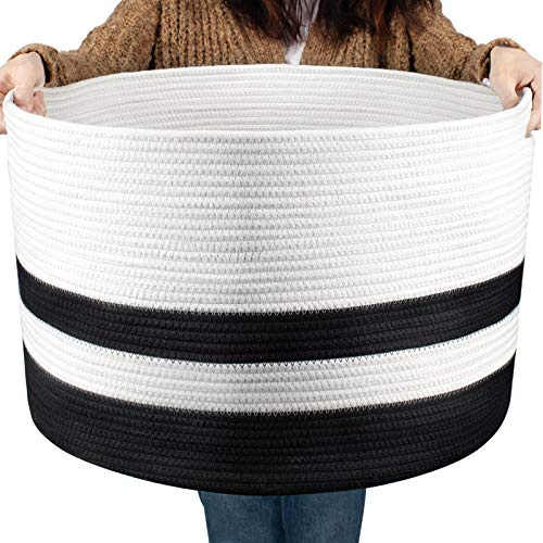 COSYLAND Korb für Decken - Aufbewahrungskorb Kinder - Korb Aufbewahrung Geflochten - Körbe Aufbewahrung - Storage Basket für Kinderzimmer 40x40x25.5cm (Schwarz)