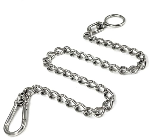 Dog Chain Leash 304 Stainless Steel - Heavy Duty Metal Short Lead with Extension & Coupler (20in x 2.5mm)