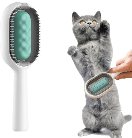 Tierhaarentfernungskamm mit Wassertank, Katzen Bürste, Dampf Katzens Bürste mit Wassertank, Cat Brush, Haustier Pflege Bürstes, für Katzen Hunde Massage Selbstreinigung,Blau