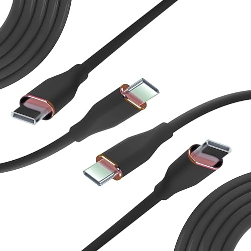 Nolhel Cavo USB Type-C Ricarica Rapida 60w, Set di 2 Cavi USB C USB C da 1m Colorati in Silicone Resistente, Cavetto Cellulare Tipo C Compatibile con Macbook e Smartphone (Nero+Nero, 1 m)