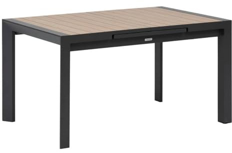 Hespéride - Ausziehbarer gartentisch Evasion holzeffekt Honey & Graphite 8 plätze Lates aus Aluminium