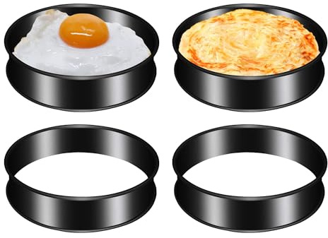 BaokiTook 4Pack Crumpet Rings NONSTICK English Muffin Rings 4-Round Egg Ring -Stainless Steel for Cooking Baking-Round Metal Cooking Ring (4-inch-4PCS)