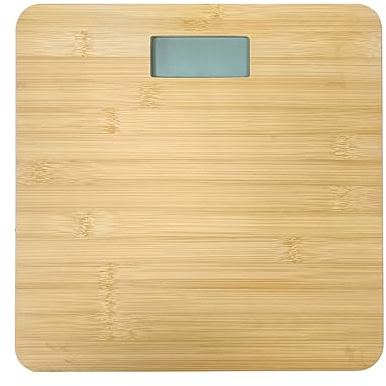 JOCCA - Báscula de Baño Digital en Bambú | Peso Máximo 180 kg | Pantalla LCD | Graduación Precisa 0.1 kg | Diseño Ecológico y Moderno | Funciona con Pilas AAA