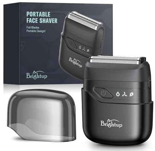 Brightup Mini Foil Shaver, Portable Electric Razor for Men, Compact Travel Face Shaver, USB-C Rechargeable, Waterproof, Cordless, Dual-Action Blades for Smooth Shaving