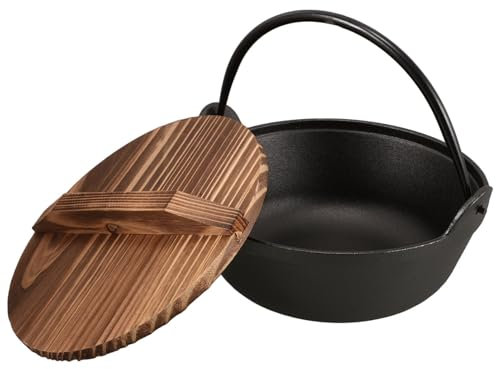 POPETPOP Cast Iron Saucepan Iron Pot Camping Cooker Pot for Outdoor Use Cooking Picnic Cookware