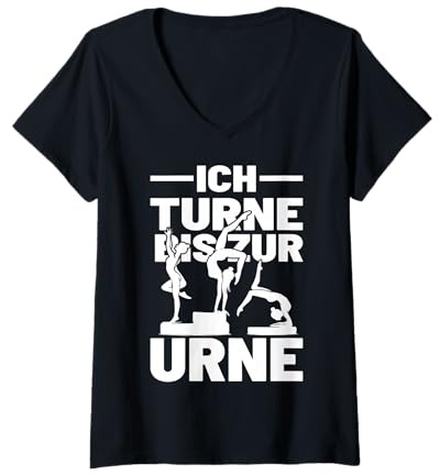 Damen Ich turne bis zur Urne lustiger Spruch Frauen T-Shirt mit V-Ausschnitt