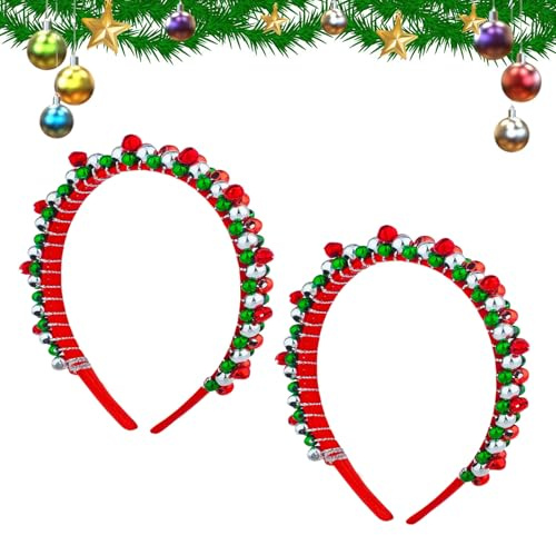 YEAMLTE Serre-Têtes de Noël, 2 PCS Cheveux Cerceau pour Noël, Bandeaux de Noël Fête, Serre Tete Noel Femme, Serre Têtes de Noël pour Enfants, Décorations de Noël pour Enfants et Adultes