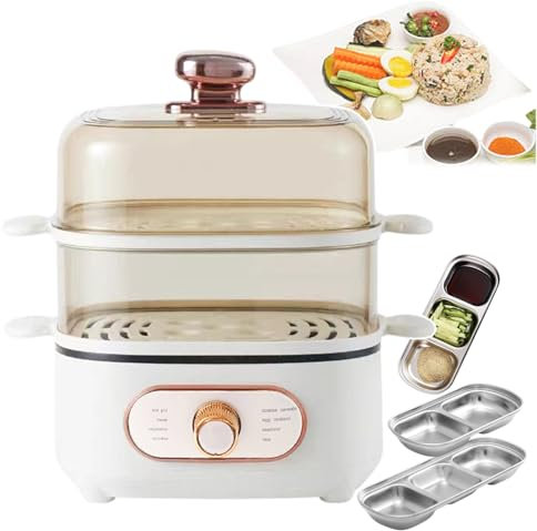forplubossmmp Vaporiera Elettrica 2 in 1 per Pentole Calde E Cottura A Vapore/Cuocivapore Antiaderente 1200W 8 modalità di Cottura/Vaporiera A 2 Livelli Design Staccabile per Cucinare più Piatti
