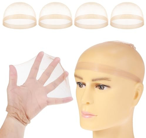 JJUNW 4 pièces filet à cheveux Wig Cap, Nylon Ultra Mince Perruque Cap Set Respirant extensible filet à perruque pour tous les jours Halloween Cosplay Party Bals Gala Wig Accessoires