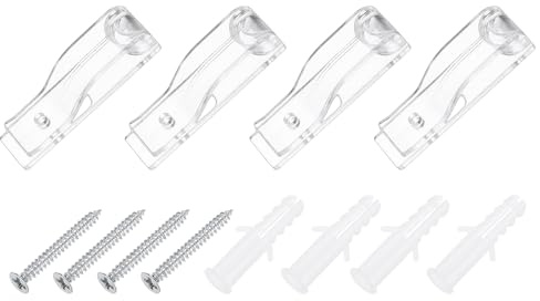 sourcing map 4Pcs 60x17.5mm Roller Shade Chain and Cord Hold Down, Curtain P Clip Fixation Hook, Bead Chain Tension Device with Screws for Roller Blinds, Roman Shades, Clear
