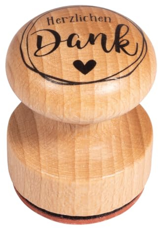 Rayher Stempel “Herzlichen Dankt”, rund, 3 cm ø, Motivstempel Holz, Holzstempel, Butterer Stempel, Rundstempel, Stempel danke, 29276000
