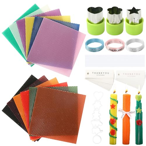 Beeswax Candle Making Kit - Candle Making Kit, DIY Candle Making Kit for Kids, Candle Making Kit for Adults Beginners, 12 Beeswax Sheets for Candle Making