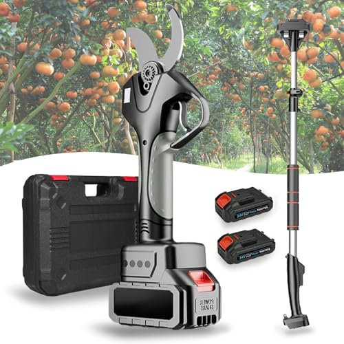 AUTUMFLATGAO Sécateur électrique sans Fil avec 2×4.5Ah Batterie, Sécateur Télescopique De 2.1M, Diamètre De Coupe De 50mm, pour Tailler Les Arbres Et Les Arbres Fruitiers