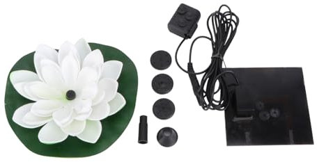 UKCOCO Solarbetriebener Teichbrunnen Lotusblatt Blüte Schwimmender Springbrunnen Mit 4 Düsen Köpfen Für Gartendekoration Ohne Kabel Outdoor Wasserbrunnen Mit Automatischem Start