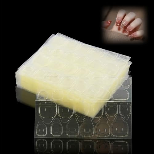 Nagel KlebePads, 1200 Stück, 50 Blatt, Doppelseitig, 12 Größen | Jelly Gel Kleber, Für Press-on Nails, Für Eingerissene Nägel, Nagelstudio Zubehör, Maniküre Dekoration