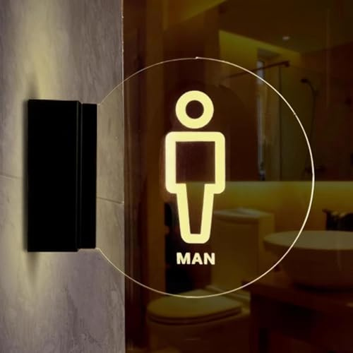 Wall Mount Illuminated Restroom Signs, Business Bathroom Door Lighted Sign, Men and Women Modern Restroom Acrylic Lighting, for Office, Hotel, Shopping Mall, Easy to Install. (2)