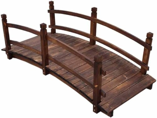 Pont de jardin en bois – Passerelle en bois carbonisé pour arrière-cour et petit ruisseau – Pont de marche extérieur pour l'aménagement paysager, la décoration de jardin et l'accès au ruisseau