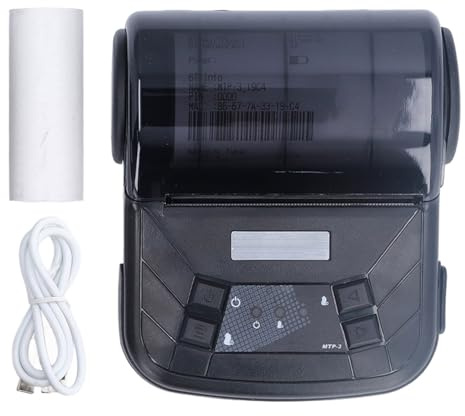 Impresora térmica de recibos de 80 mm, Bluetooth, de alta velocidad, inalámbrica y de bajo ruido para supermercados, restaurantes, centros comerciales, ABS negro, batería de 7,4 V (Sin estuche)