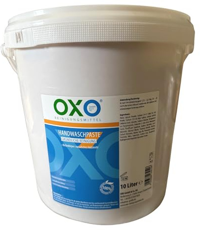 Handwaschpaste 10 l – mit natürlichen Holzmehl-Reibekörpern – hautfreundlich – verstopft keine Abflüsse – ideal für Werkstatt, Industrie, Haushalt, häufige Anwendung