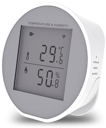 Eieenotee Sensore di Umidità e Temperatura Tuya Wifi, Termometro, Igrometro e Rilevatore di Umidità per Interni, App Smart Life, Alimentato A Batteria o Tramite USB