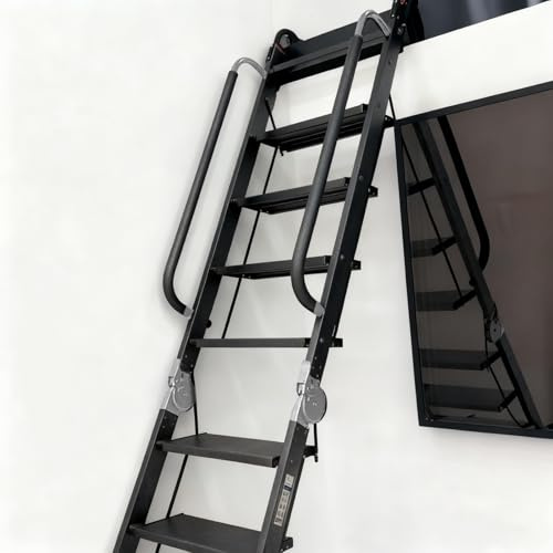 EXCLURA Scala per Soppalco Scala Universale per Soffitta per Primo e Secondo Piano, Scale Pieghevoli Antiscivolo per Soffitta, Scale per Seminterrato/Vano Finestra/Soffitta(2.75 m/9 ft-9 Step)