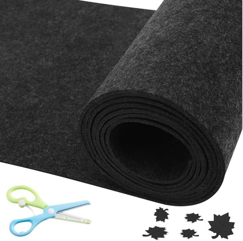Behogan 40 x 200 cm filt självhäftande: självhäftande filt 2 mm tjock, svart filtmatta filtband självhäftande, filtglid multifunktionellt lim för låda foder, kupmatta, fotoramar, stolsben