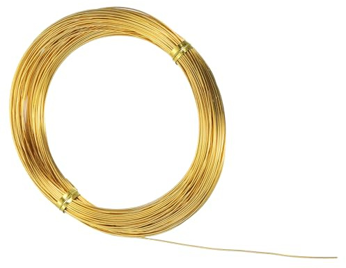 QUARKZMAN 100 Pies Alambre De Aluminio Calibre 22 0.6mm Color Dorado | Maleable, Para Manualidades Joyería DIY Abalorios Coronas Florales Escultura